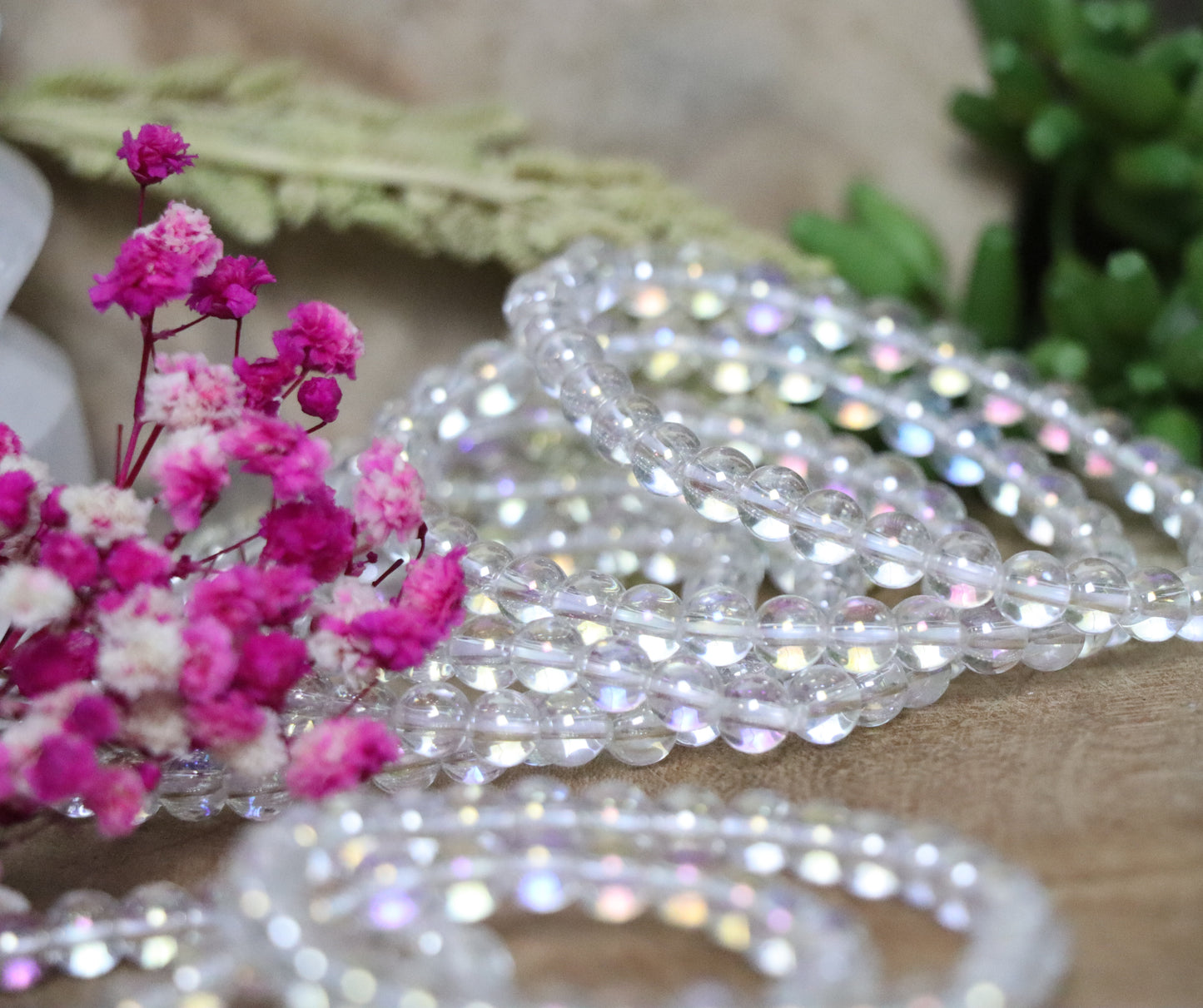 Angel Aura Bergkristall Perlenarmband 6mm Chenoas Zaubergarten