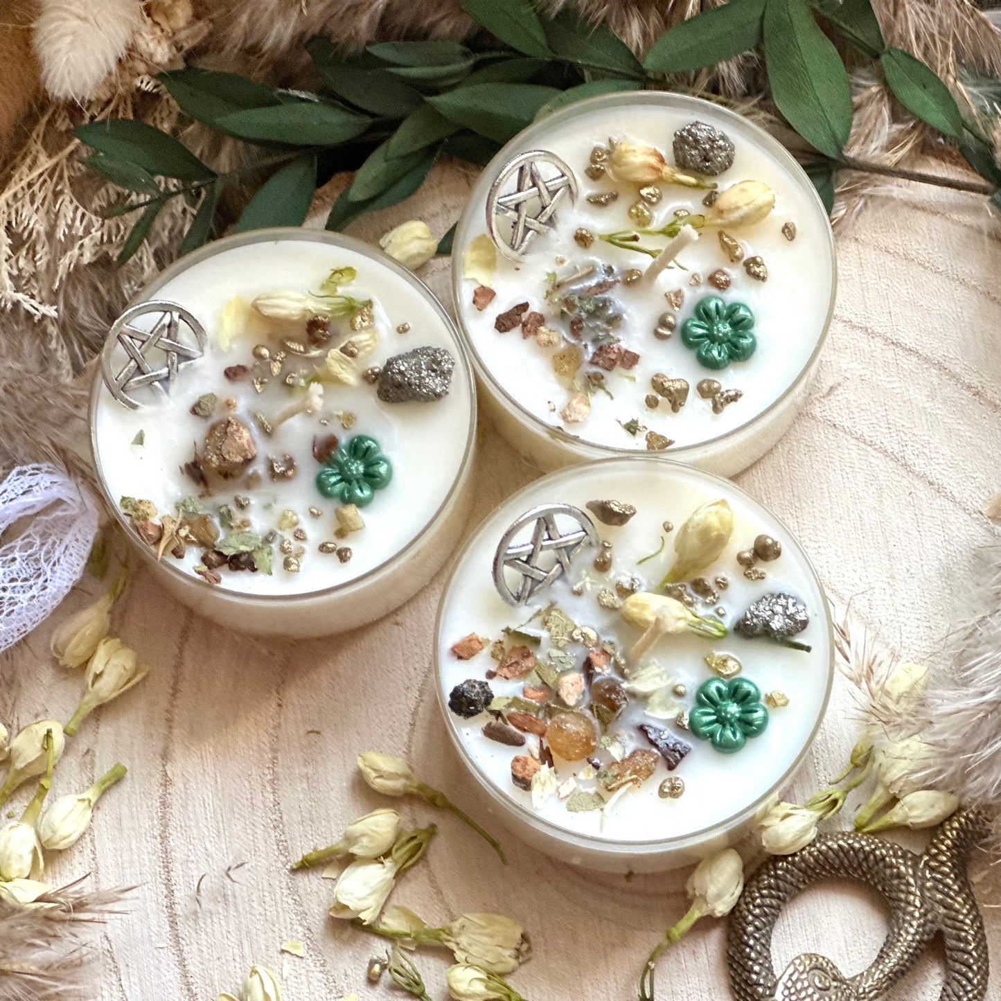 Kristall-Maxi-Teelicht „Money Me“ – Licht für Fülle, Erfolg & goldene Wege –