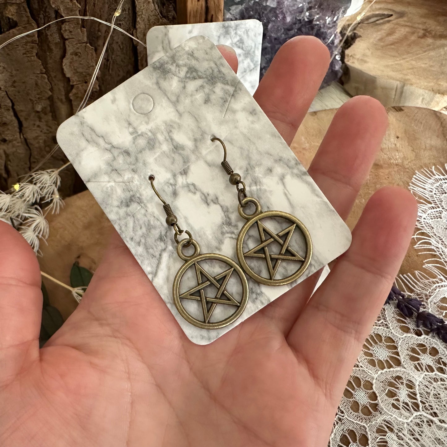 Pentagram Ohrringe / Ohrhänger / Edelstahl Chenoas Zaubergarten