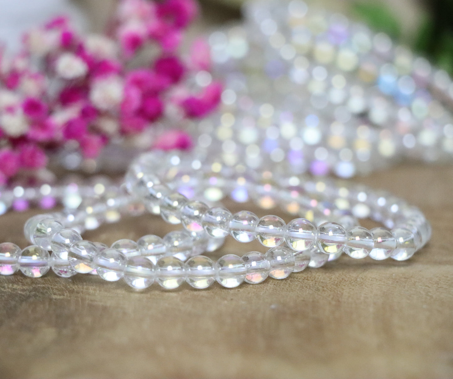 Angel Aura Bergkristall Perlenarmband 6mm Chenoas Zaubergarten