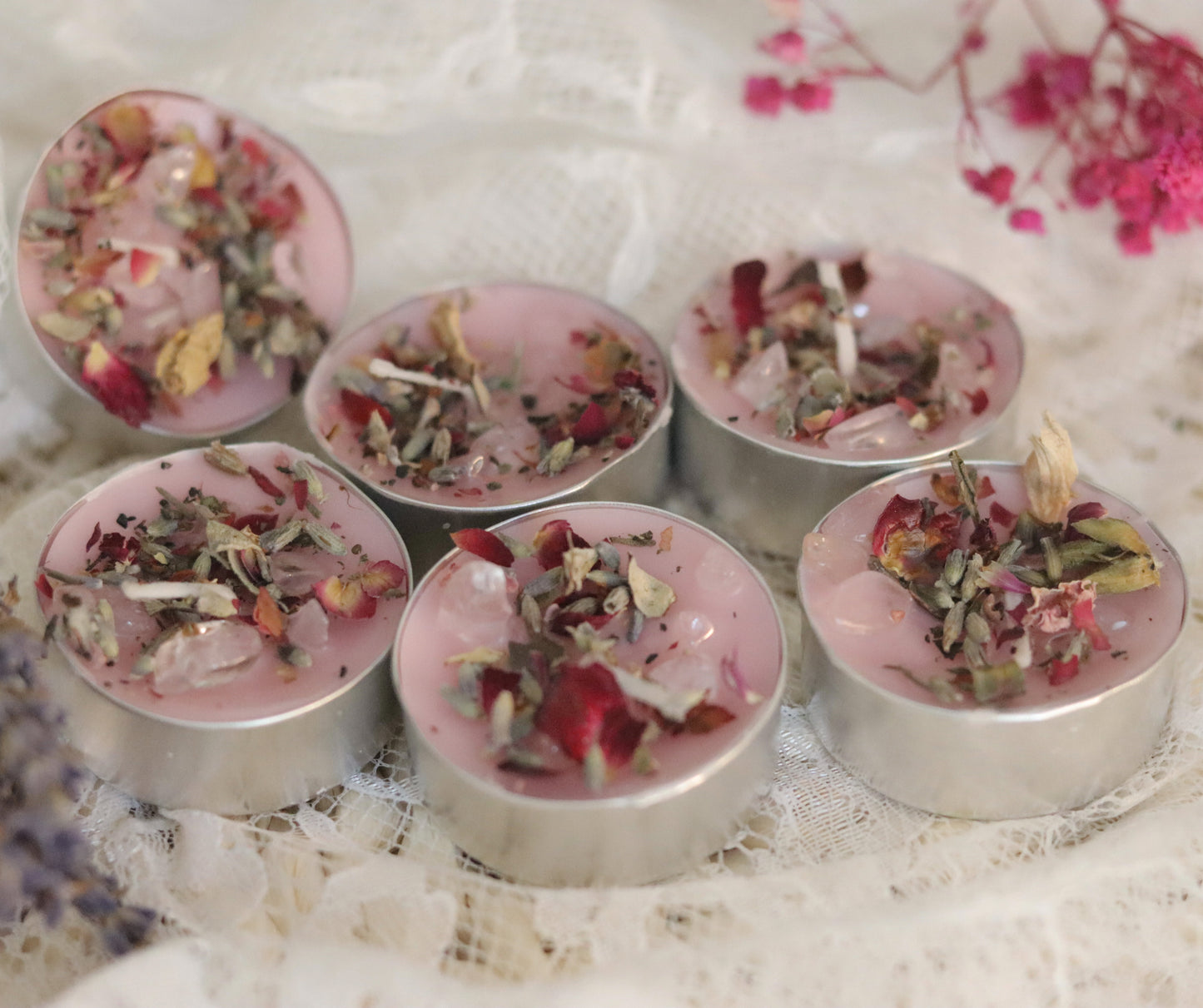 Witchy Teelicht Selbstliebe Rosenquarz Chenoas Zaubergarten