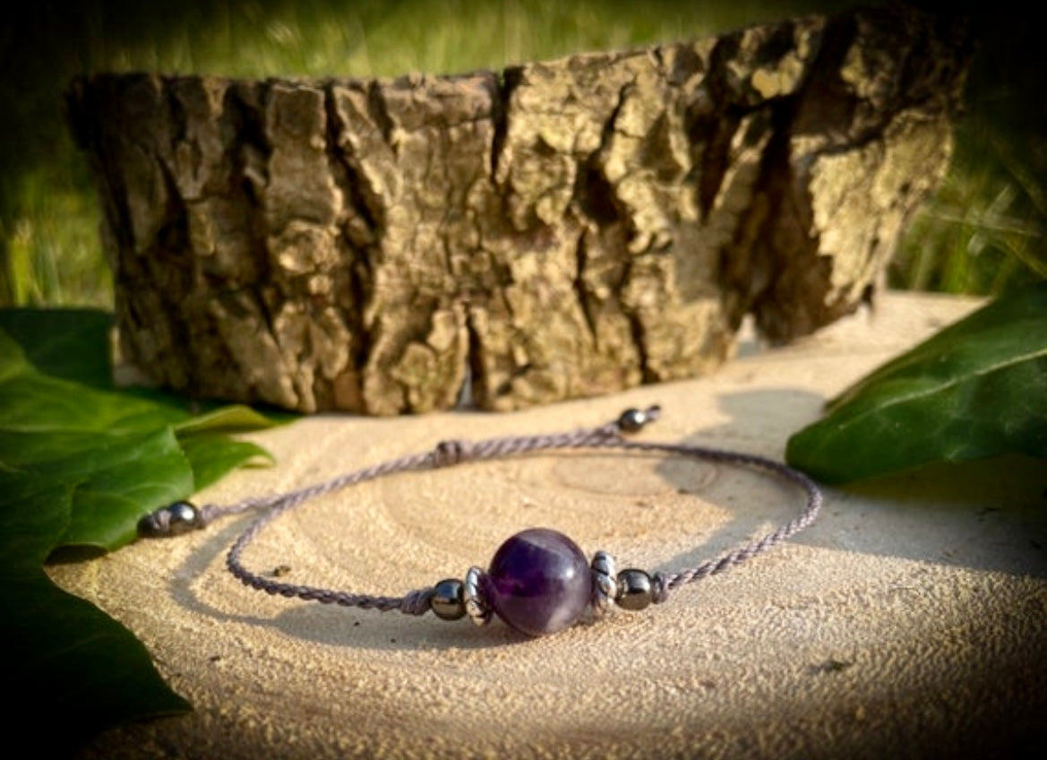 Makramee Armband oder Fußkettchen Turmalin, Rosenquarz, Amethyst uvm. - Chenoas Zaubergarten