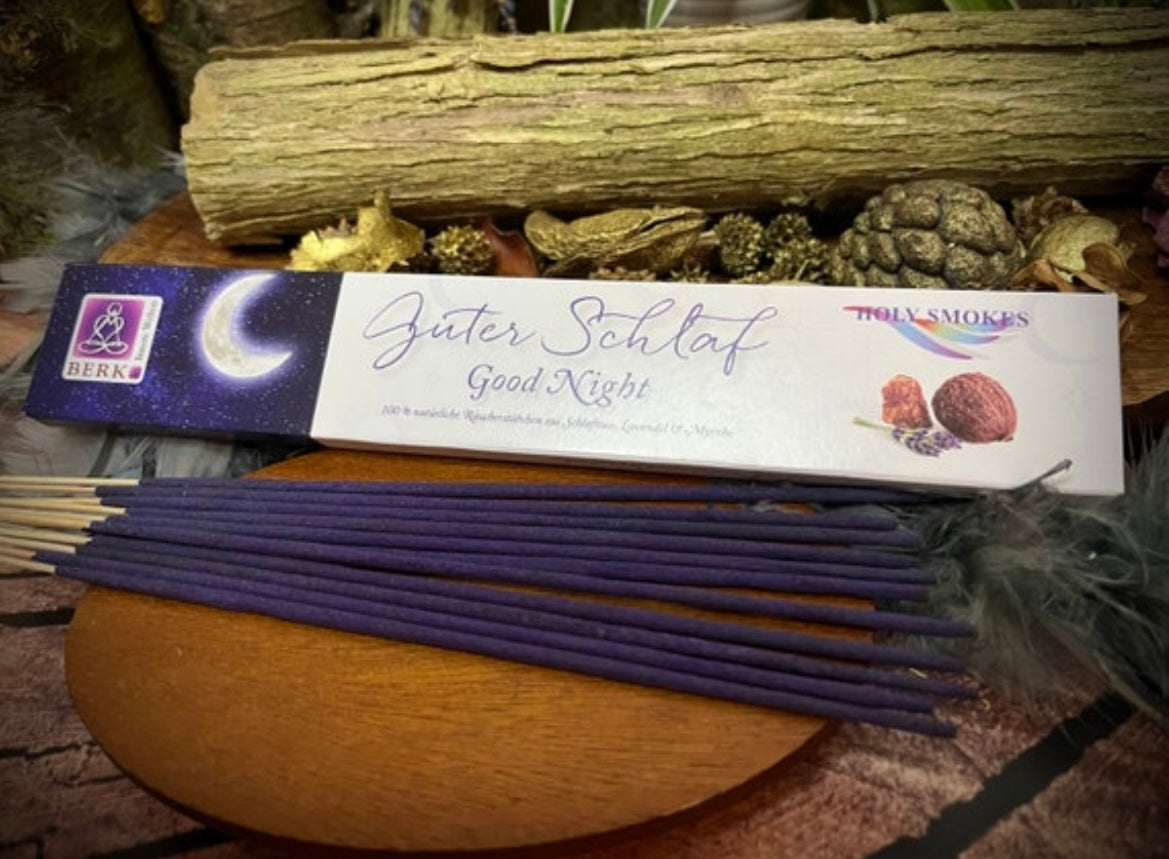 Räucherstäbchen Guter Schlaf mit Schlafnuss, Lavendel und Myrrhe - Chenoas Zaubergarten