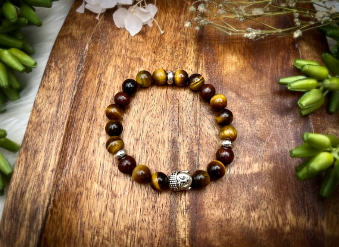 Perlenarmband Tigerauge mit Buddha Chenoas Zaubergarten