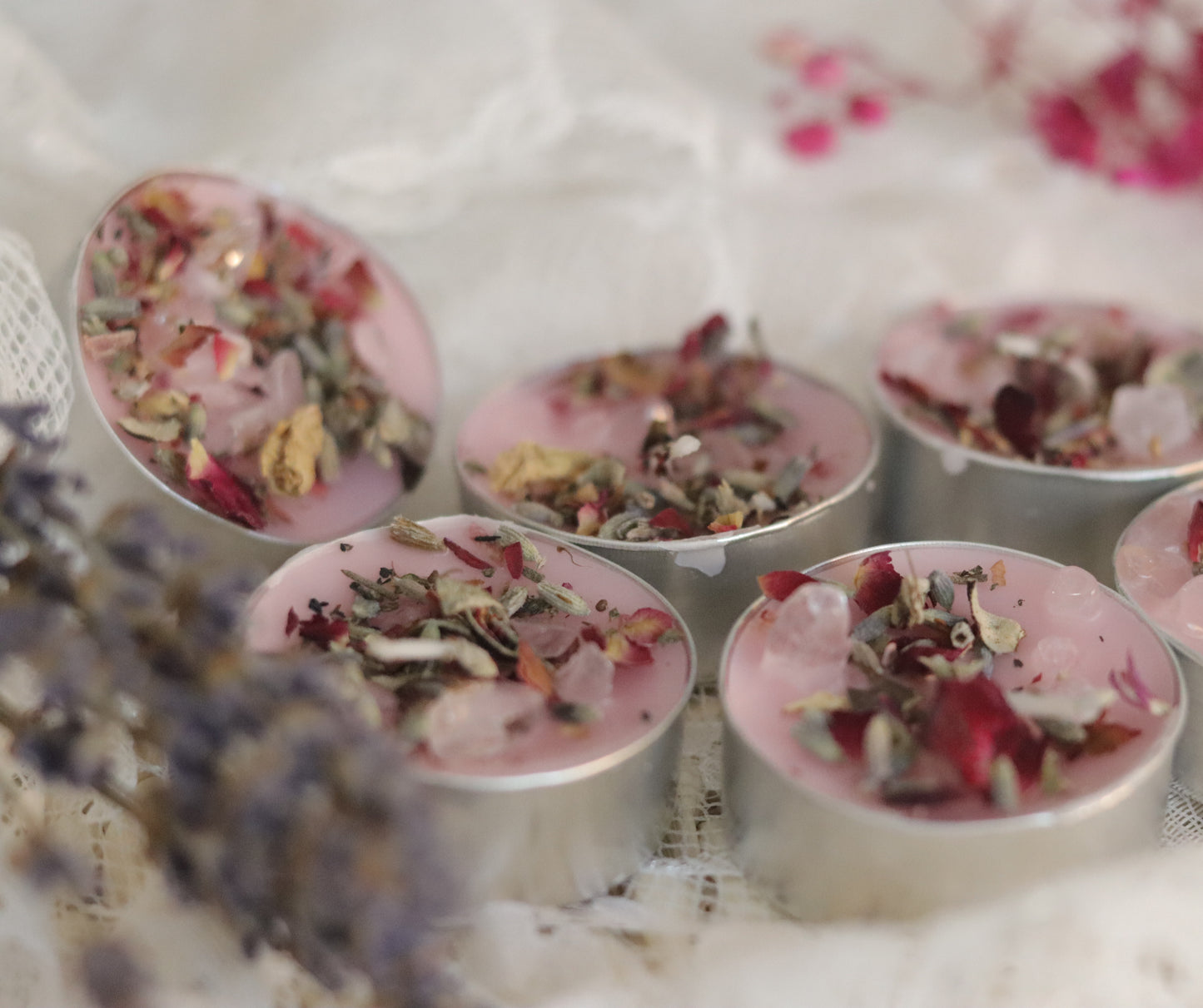 Witchy Teelicht Selbstliebe Rosenquarz Chenoas Zaubergarten