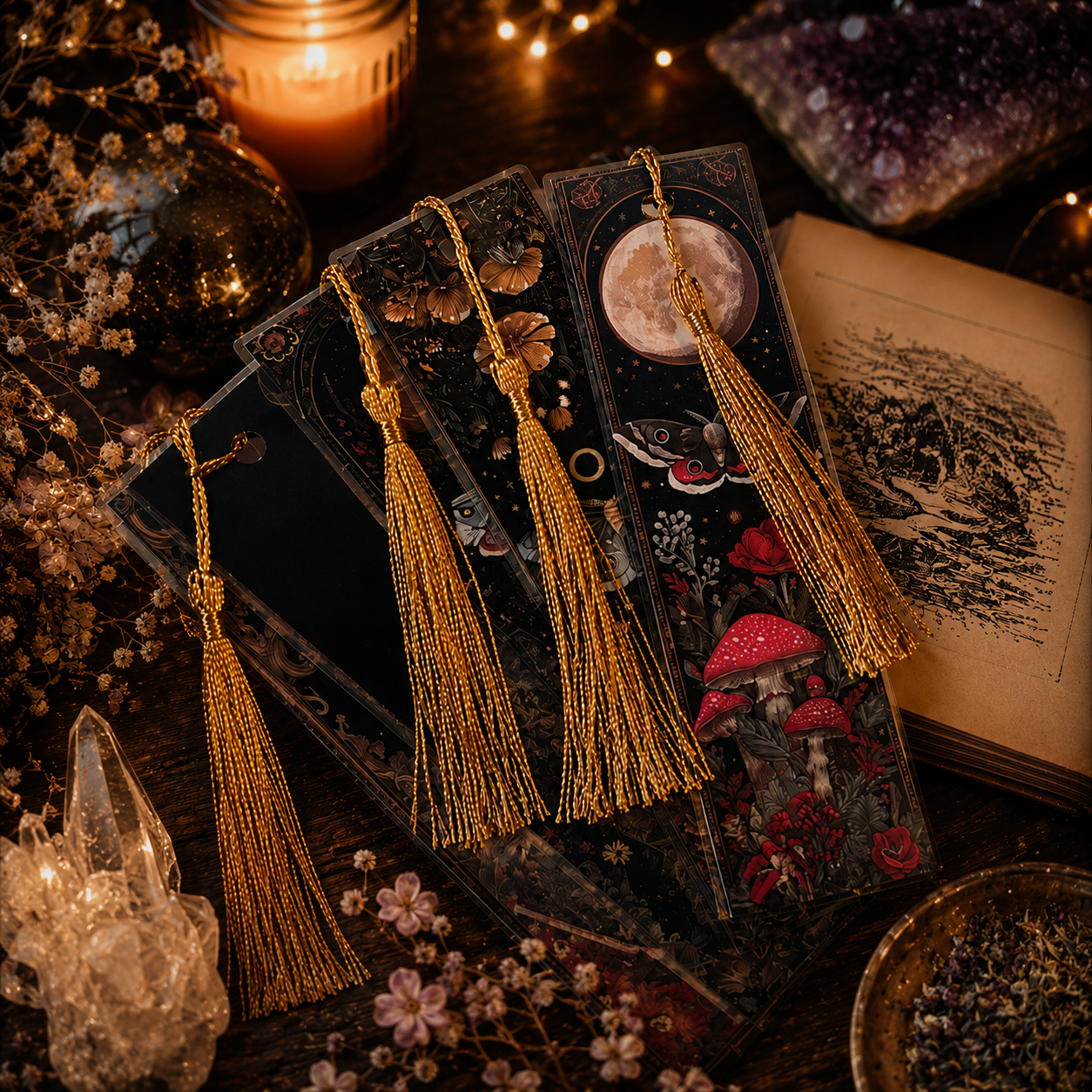 Witchy Lesezeichen Dark Nature Serie - Handmade