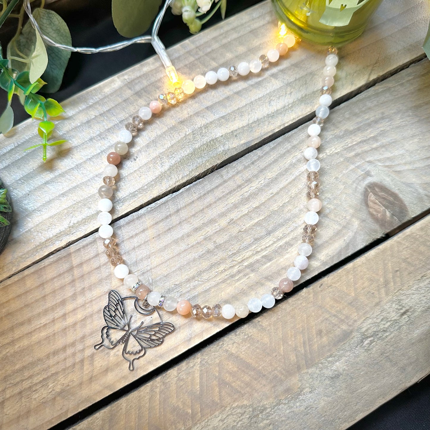 ✨ Mondstein-Kette mit Schmetterling ✨- UNIKAT