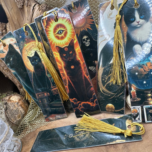 Witchy Lesezeichen Mystic Cat Magic - Handmade