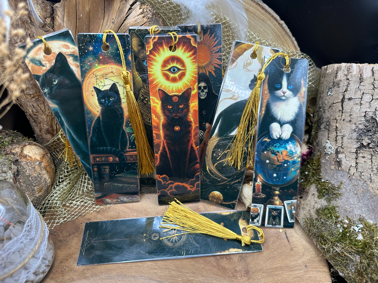 Witchy Lesezeichen Mystic Cat Magic - Handmade