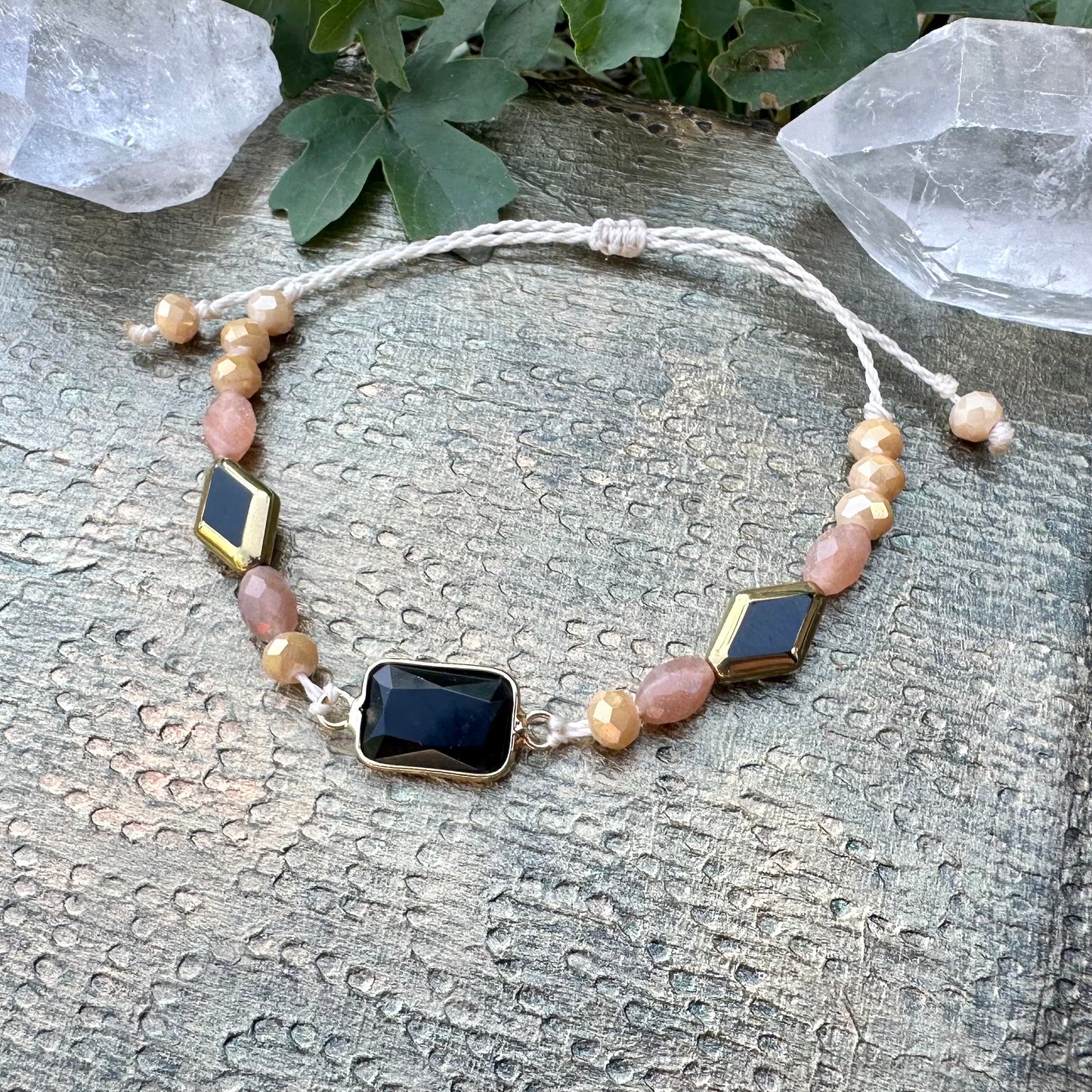 ✨ Schutz & Selbstvertrauen – Edelstein-Armband mit Obsidian und Sonnenstein✨