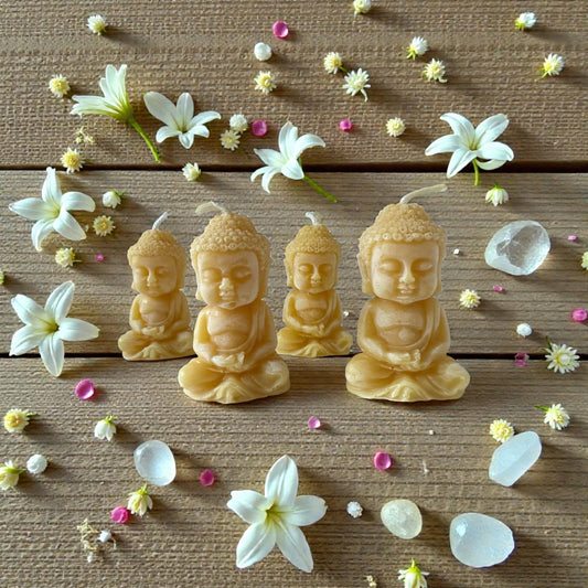 🕯️ Buddha Kerze aus 100 % reinem Bienenwachs- ca 5 cm hoch
